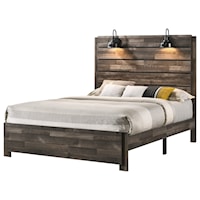 Contemporary Full Low Profile Bed with Built-In Lighting