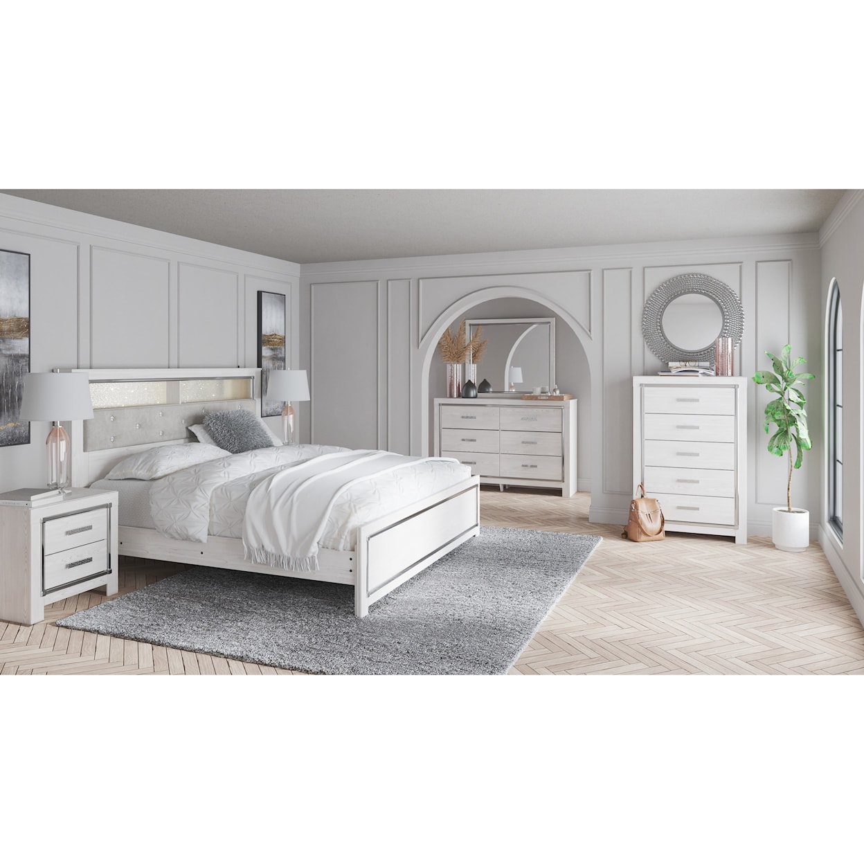 Ashley Signature Design Altyra King Upholstered Bookcase Bed