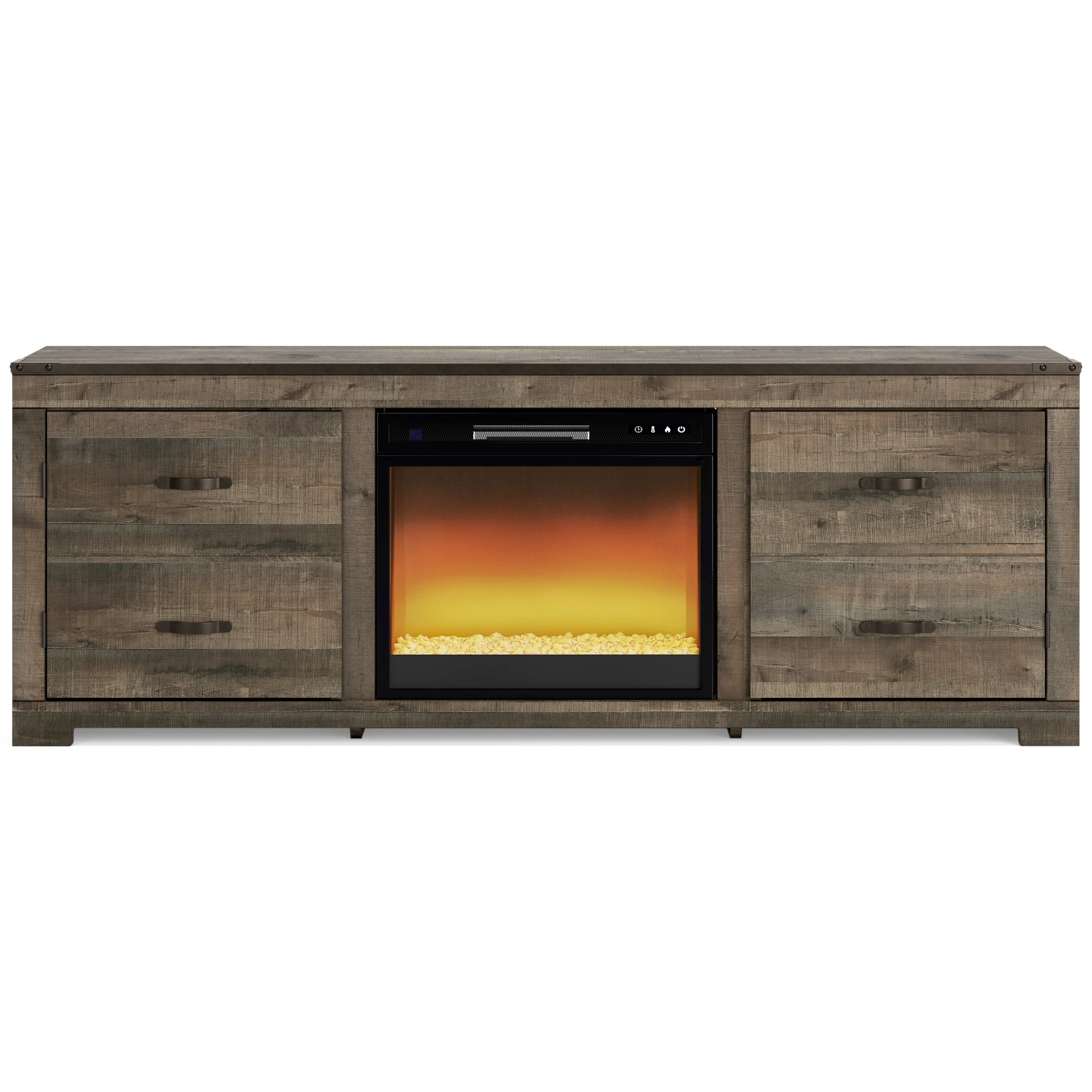 Trinell Natural Brown 4 Piece Rustic Oak Entertainment Center