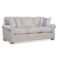 Transitional 3-Seater Sofa with Rolled Arms and Exposed Wood Feet