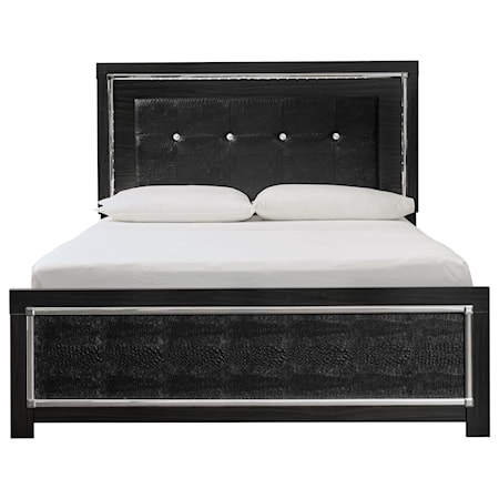 Queen Upholstered Bed with LED Lighting