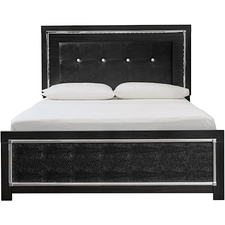 Glam Queen Upholstered Bed with LED Lighting