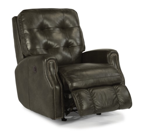 Button Tufted Power Rocker Recliner with USB Port