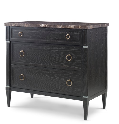 Transitional 3-Drawer Chest with a Marble Top