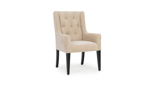 Transitional Dining Arm Chair with Button Tufting