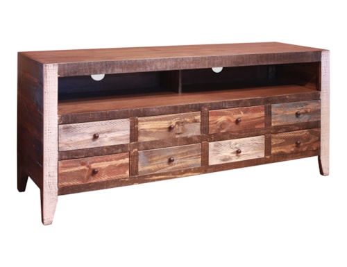 Rustic 8-Drawer TV Stand with Wire Management