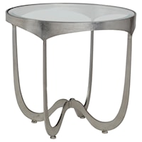 Sophie Contemporary Round Metal End Table with Glass Top