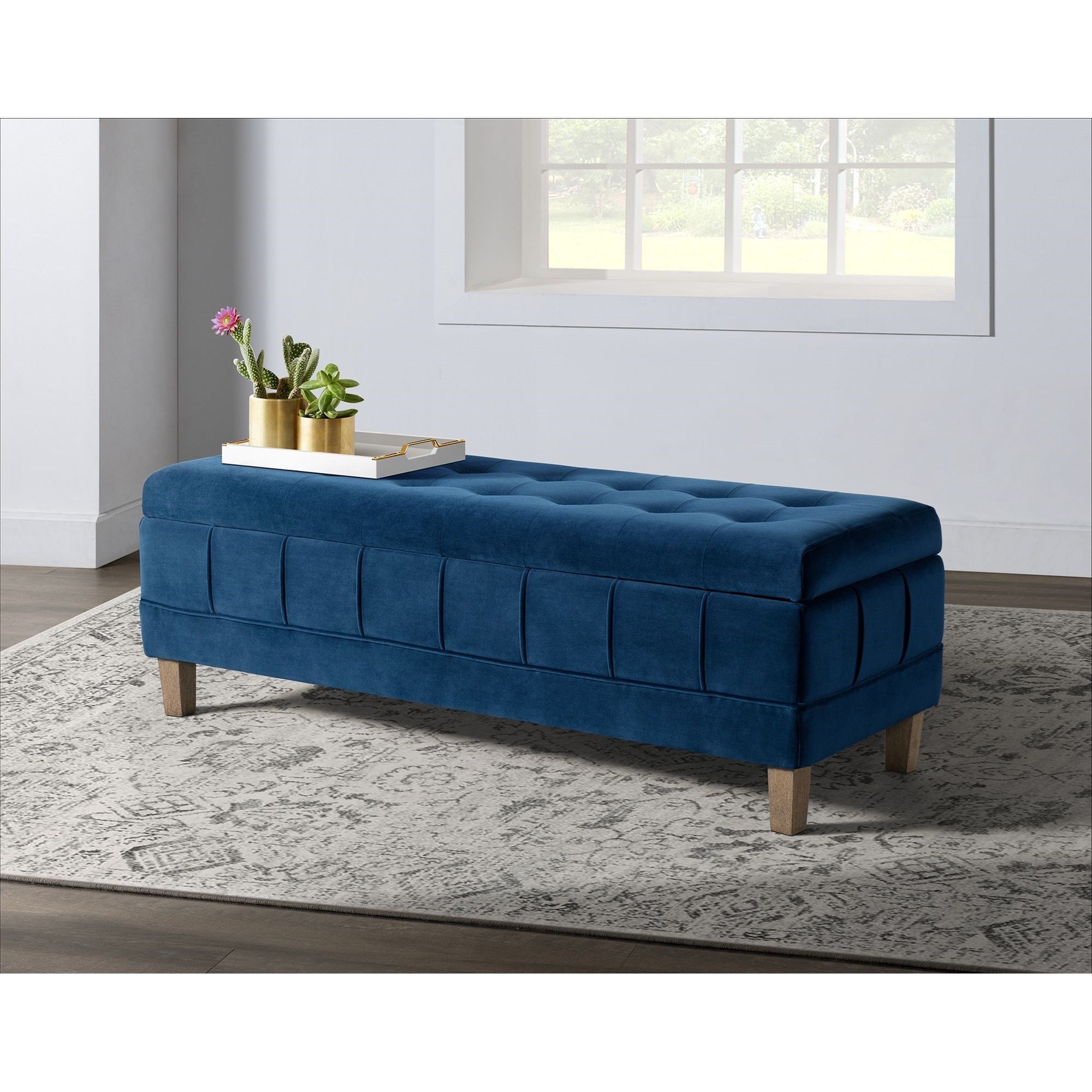 Elements International Crosby- Tufted Storage Ottoman