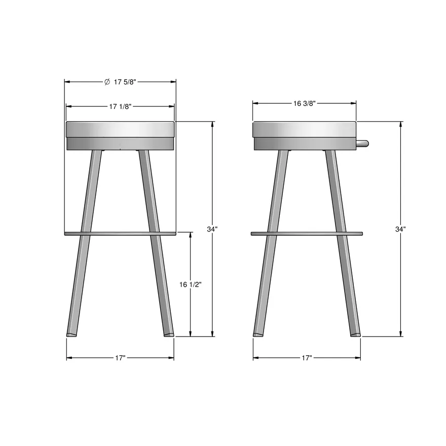 Amisco Bryce 34" Spectator Height Swivel Stool