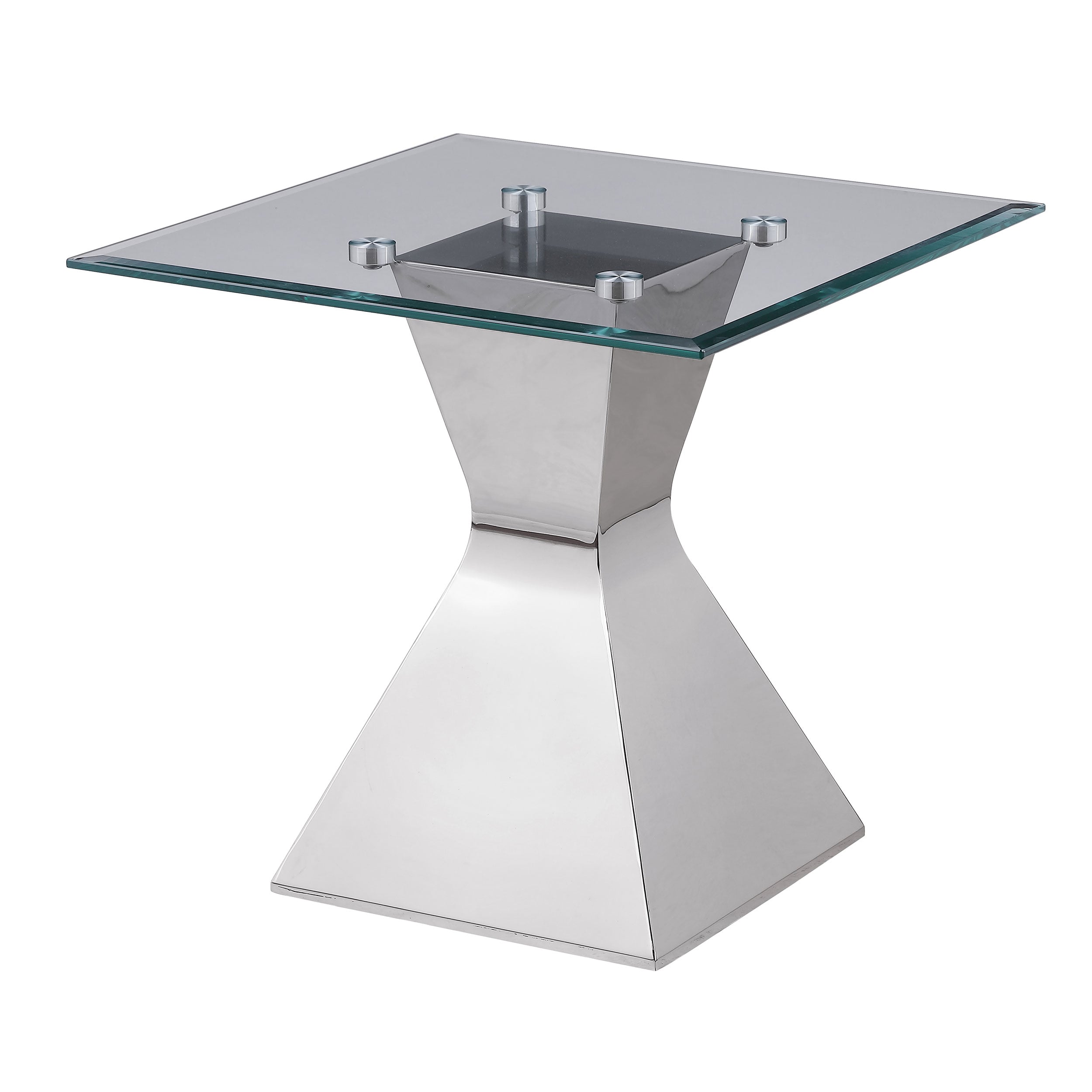Glass Top Stainless Steel Side End Table
