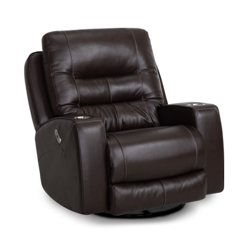 Casual Power Swivel Rocker Recliner with Cupholders and USB Port