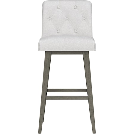Uniquely Yours Wood And Upholstered Tufted Adjustable Swivel Stool