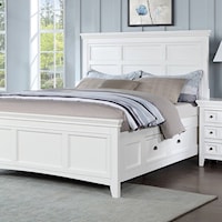 Transitional White California King Bed with Extra Storage Space