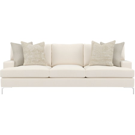 Carver Upholstered Fabric Sofa with Throw Pillows