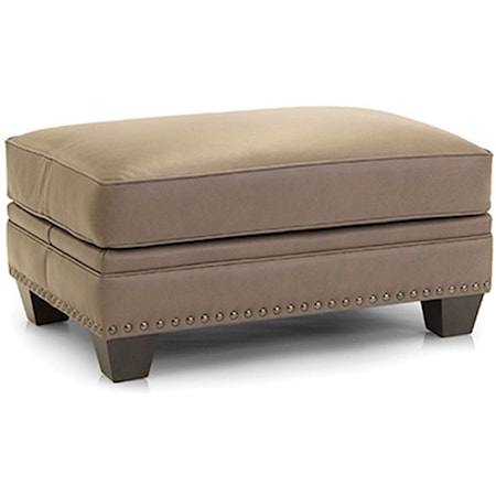 Traditional Accent Ottoman with Nail-Heads
