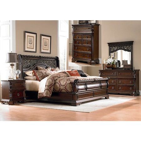 Traditional 5-Piece California King Bedroom Set with Felt Lined Drawers