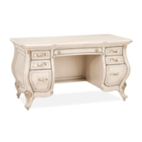 Traditional 7-Drawer Vanity Desk with Carved Scroll Trim