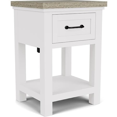 Modern Cottage 1-Drawer Nightstand with USB