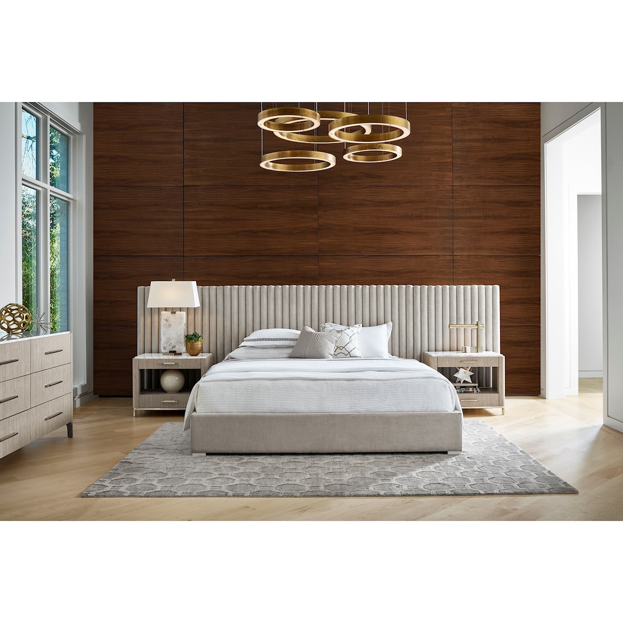 Universal Modern Decker King Bed w/ Wall Panels