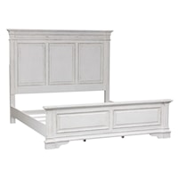 Traditional King Panel Bed with Heavy Crown Molding