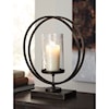 Signature Design by Ashley Accents Jalal Antique Gold Finish Candle Holder