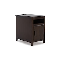 Dark Brown Chairside End Table with Pull-Out Tray
