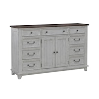 Farmhouse 9-Drawer Dresser with Felt-Lined Top Drawers
