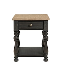 Transitional End Table with Top Drawer and Open Bottom Shelf