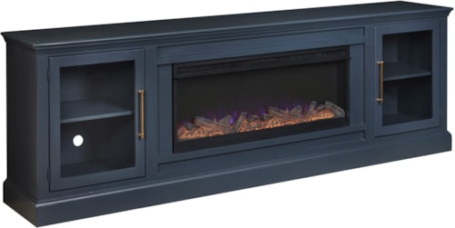 Traditional 98" Fireplace Console with Wire Management