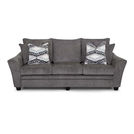 Casual Stationary Sofa with Flared Armrests