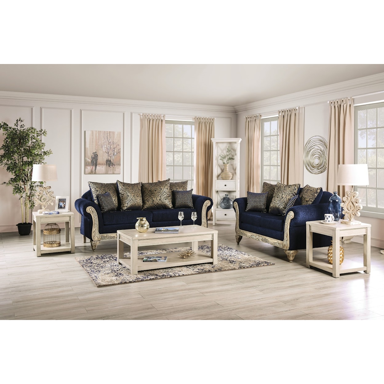 Furniture of America Marinella Sofa and Loveseat Set