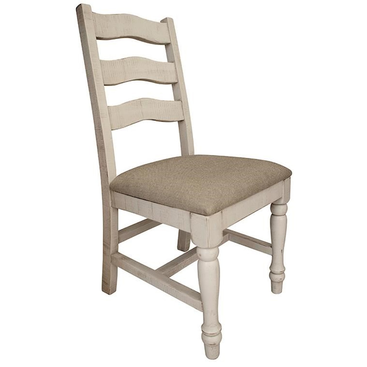 International Furniture Direct Rock Valley Solid Wood Chair with Fabric Seat