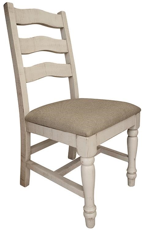 Farmhouse Solid Wood Chair with Fabric Seat