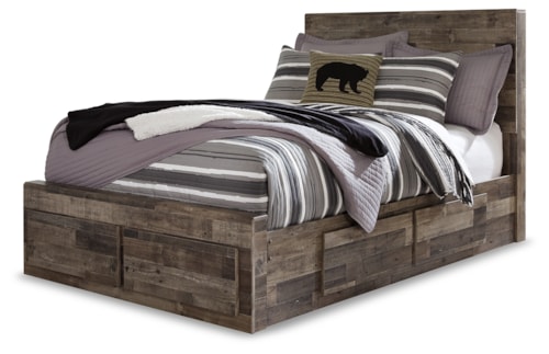 Full Panel Bed With 6 Storage Drawers