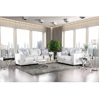 Contemporary Sofa and Loveseat Set with Nailhead Trim