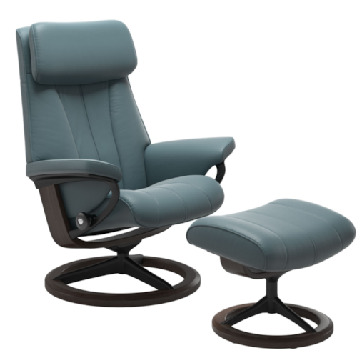Contemporary Large Reclining Chair & Ottoman with Signature Base