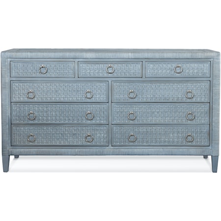 Naples Nine Drawer Rattan Dresser