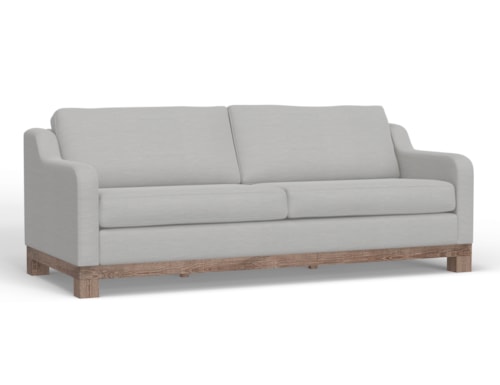 Contemporary 2-Cushion Sofa with Exposed Wooden Base