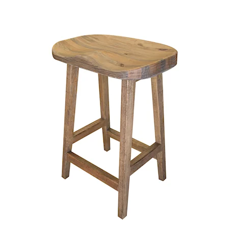 Farmhouse 24" Solid Wood Stool With Grooved Ergonomic Seat