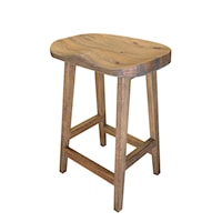 Farmhouse 24" Solid Wood Stool With Grooved Ergonomic Seat