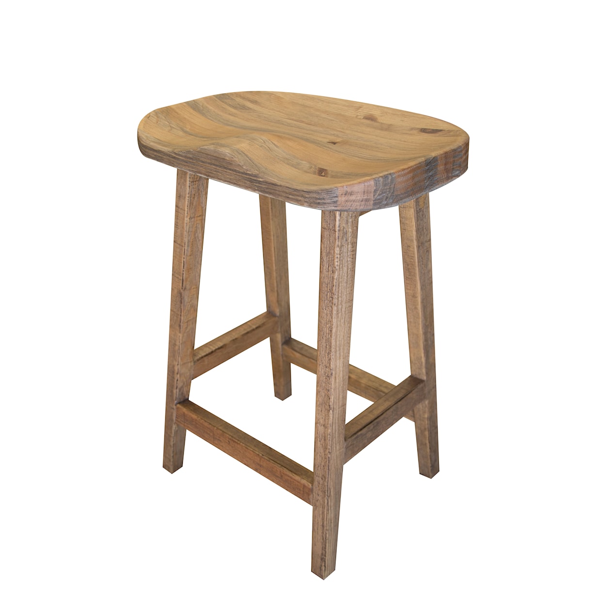 International Furniture Direct Backless Stools Solid Wood Stool