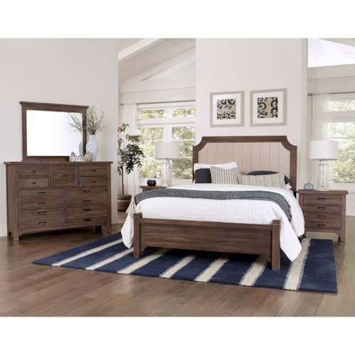 Transitional Queen Bedroom Group with Upholstered Headboard