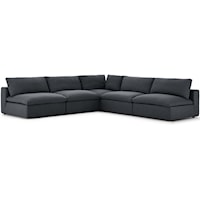 Down Filled Overstuffed 5 Piece Sectional Sofa Set