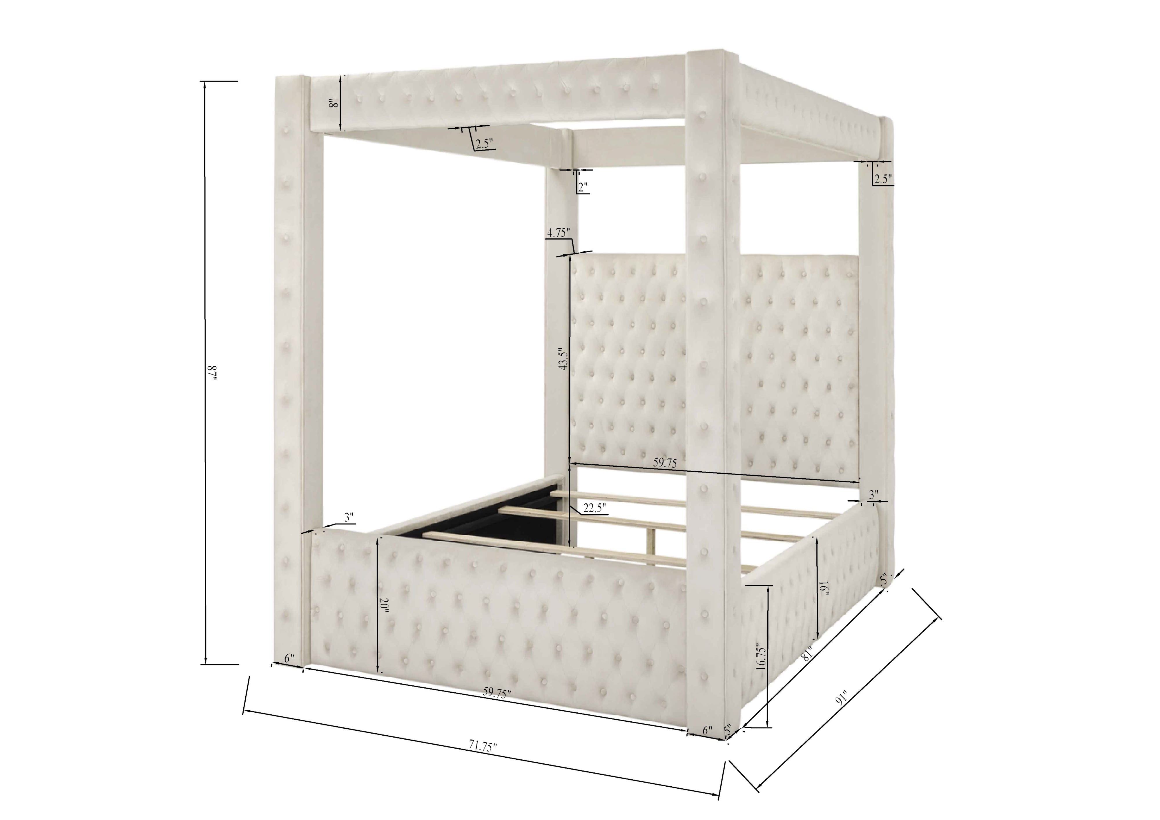 King Canopy Bed - Ivory