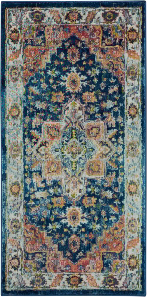 2' x 4' Blue/Multicolor Rectangle Rug