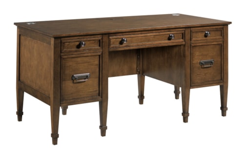 Transitional 5-Drawer Desk with Cord Management