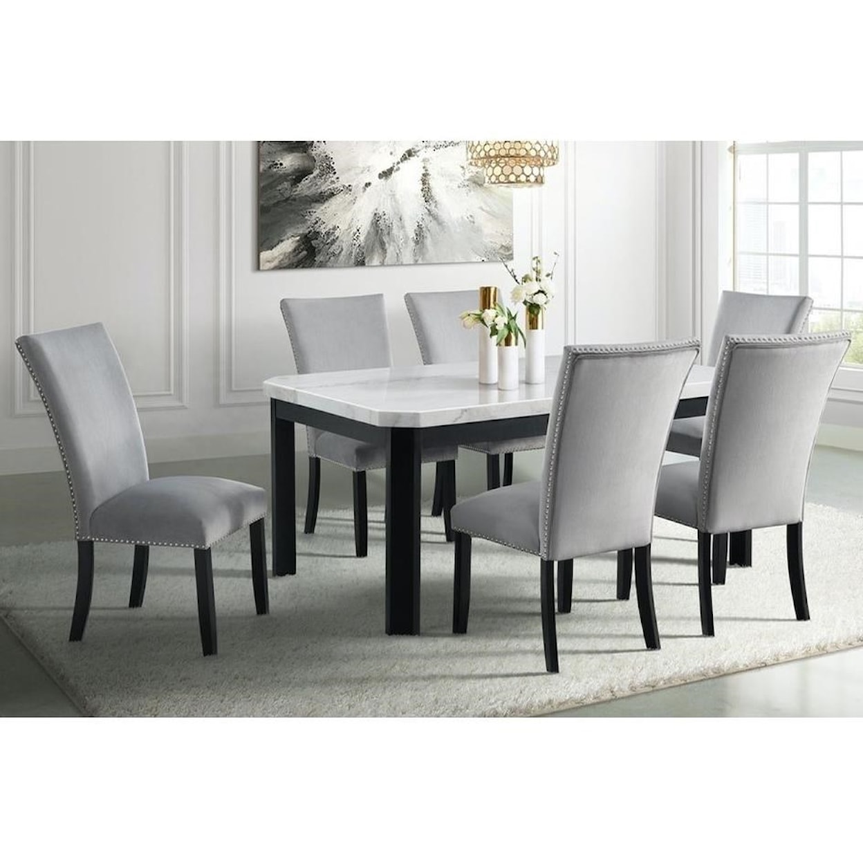 Elements International Valentino 7-Piece Dining Table and Chair Set
