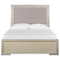 Contemporary California King Panel Bed with Upholstered Headboard