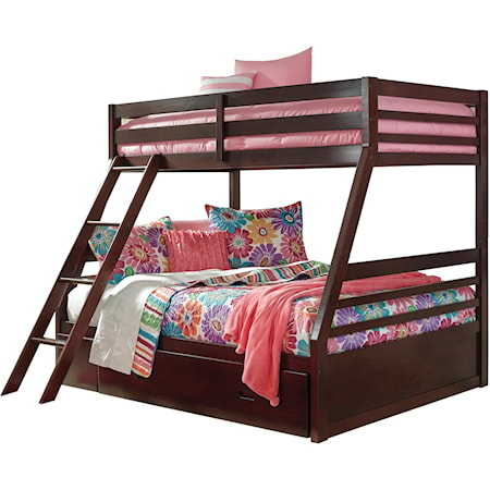 Solid Pine Twin/Full Bunk Bed w/ Under Bed Storage