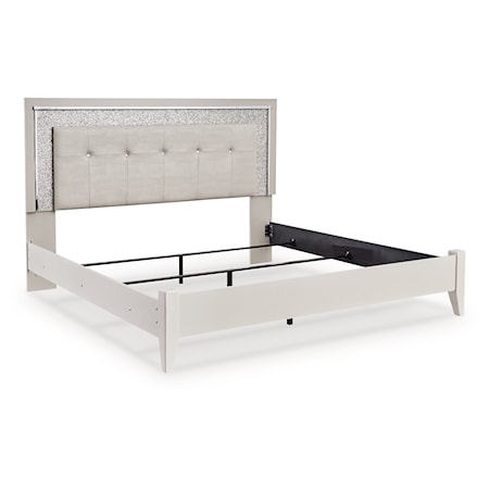 King Upholstered Panel Bed